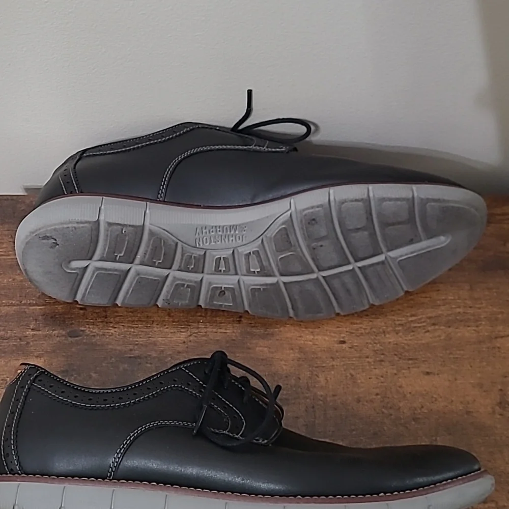 Johnston & Murphy Black Leather Holden Plain Toe Oxfords size 11.5